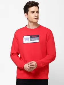 Wrangler Men Red & White Printed Sweatshirt