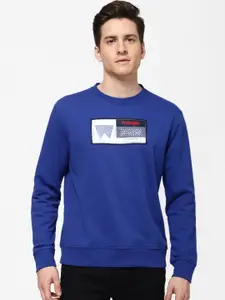 Wrangler Men Blue Printed Sweatshirt