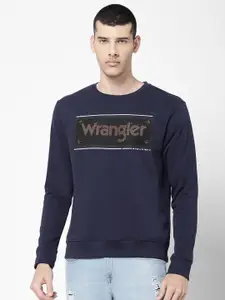 Wrangler Men Blue Printed Regular Fit Sweatshirt