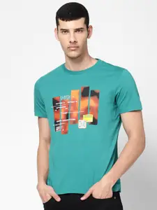 Wrangler Men Green Printed Cotton T-shirt