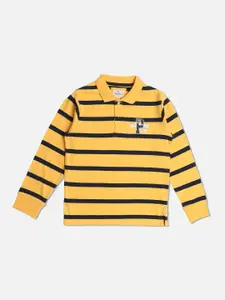 Pepe Jeans Boys Gold-Toned Striped Polo Collar T-shirt