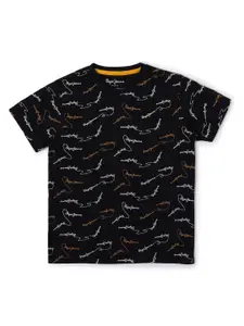 Pepe Jeans Boys Black Typography Printed T-shirt