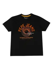 Pepe Jeans Boys Black Printed T-shirt