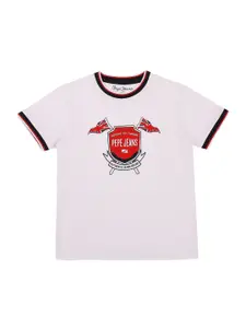 Pepe Jeans Boys White Printed T-shirt
