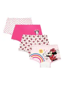Bodycare Kids Girls Assorted Pack Of 4 Cotton Minnie Mouse Printed Shorts