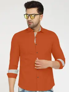 Zombom Men Orange Standard Casual Shirt