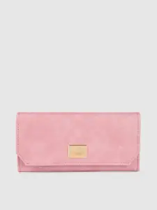 Van Heusen Women Pink Abstract Textured PU Envelope Wallet