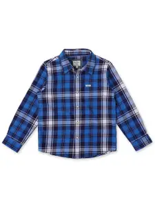 Pepe Jeans Boys Blue and Black Tartan Checks Checked Casual Shirt
