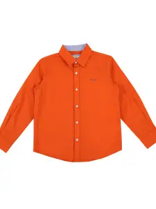 Pepe Jeans Boys Orange Solid Casual Shirt