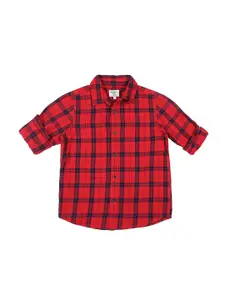Pepe Jeans Boys Red Checked Casual Shirt