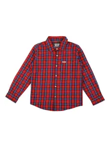 Pepe Jeans Boys Red Tartan Checks Checked Casual Shirt