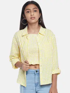 Coolsters by Pantaloons Yellow & White Checked Crop Top