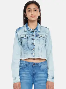 Coolsters by Pantaloons Girls Blue Indigo Denim Shirt Style Crop Top