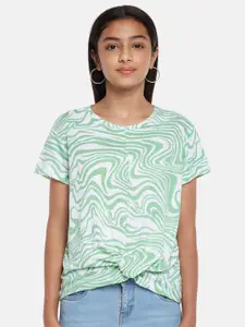 Coolsters by Pantaloons Girls Green Abstract Printed T-shirt