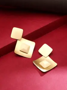 Yellow Chimes Gold-Plated Geometric Drop Dangler Earrings