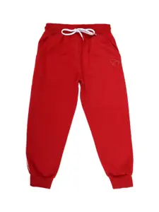 V-Mart Girls Red Solid Knitted Joggers