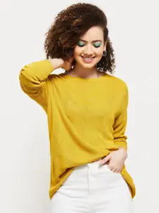 max Women Yellow Longline Pullover