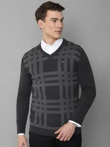 Louis Philippe Louis Philippe Men Grey Checked Pullover