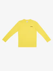 ADIDAS Boys Yellow Brand Logo Detail Round Neck T-shirt