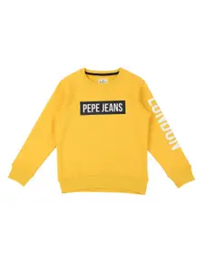 Pepe Jeans Boys Yellow Printed Sweatshirt