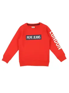 Pepe Jeans Boys Red Printed Sweatshirt