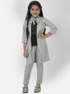 Elendra jeans Girls Grey & Black Top with Trousers