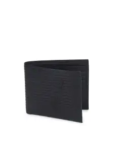 Ted Baker Men Navy Blue Geometric Textured Leather Two Fold Wallet