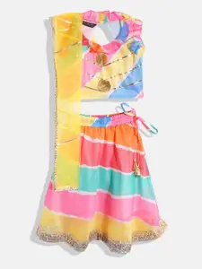 Readiprint Fashions Girls Multicoloured Printed Ready to Wear Lehenga & Blouse With Dupatta
