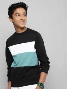 M&H Juniors Boys Black & White Colourblocked Sweatshirt