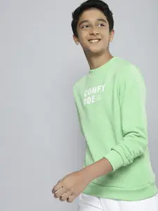 M&H Juniors Boys Green Printed Sweatshirt