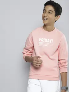 M&H Juniors Boys Pink Printed Sweatshirt