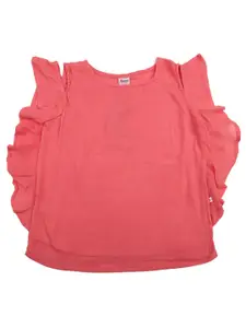 V-Mart Pink Chiffon Cold-shoulder Top