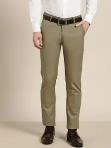 Hancock Men Khaki Slim Fit Cotton Formal Trouser