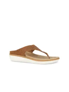 Bata Brown Embellished Comfort Sandals