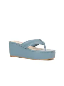 Bata Womens Blue PU Wedge Sandals