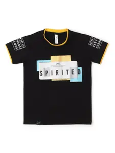 earth conscious Boys Black Printed  T-shirt