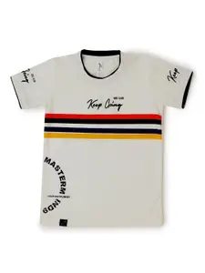 earth conscious Boys White Striped T-shirt