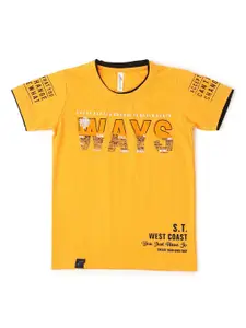 earth conscious Boys Orange Printed T-shirt