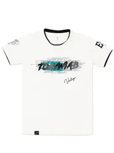 earth conscious Boys White Typography Printed T-shirt