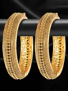 YouBella Set of 2 Gold-Plated Textured Bangles