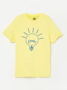 Fame Forever by Lifestyle Boys Yellow Printed Pure Cotton T-shirt