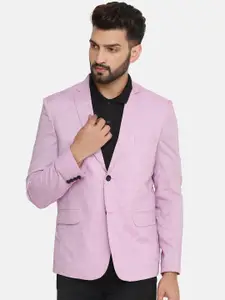TAHVO Men Purple Solid Single Breasted Party Blazer