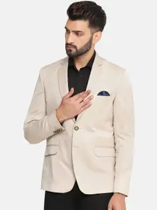 TAHVO Men Beige Colored Solid Single-Breasted Regular-Fit Blazer