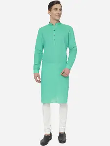 Modi Kurta Men Green Mandarin Collar Cotton Kurta
