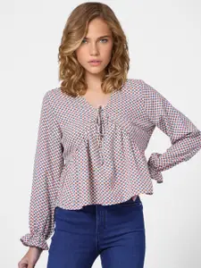 ONLY Beige Micro Ditsy Print Top