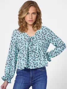 ONLY Blue Floral Print Top