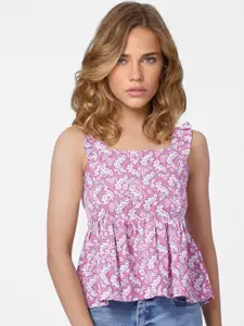 ONLY Pink Floral Print Empire Top
