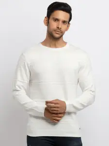 Status Quo Men Off White Knitted Pullover Sweater
