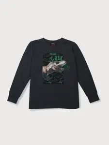 Gini and Jony Boys Grey Graphic Printed Cotton Sweatshirt