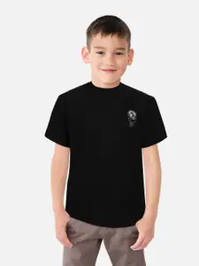 Gini and Jony Boys Black Typography Printed Cotton T-shirt